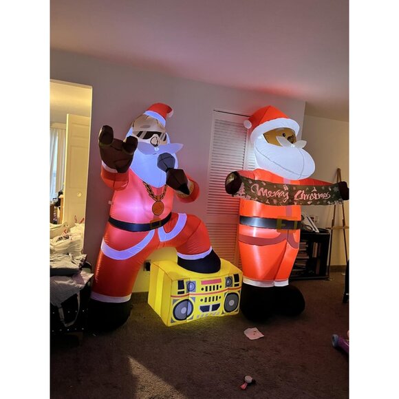 🆕6FT Christmas Inflatables Black Santa Claus Hip-pop Rapper Outdoor Decorations - Picture 3 of 10